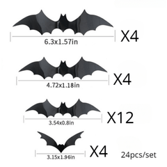 PVC Bats Halloween Party Decoration 3D Wall Sticker Glass Supplies