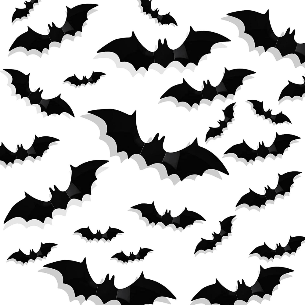 PVC Bats Halloween Party Decoration 3D Wall Sticker Glass Supplies