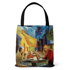 Vintage Painting Pattern Canvas Bag Lightweight Shoulder Handbag