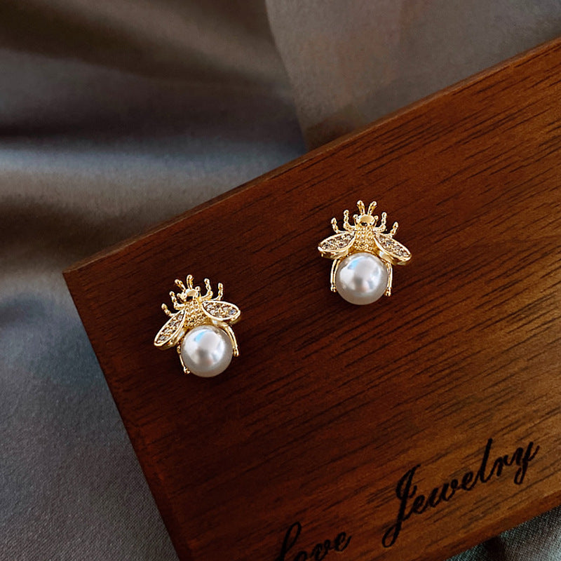 Bee Pearl Earrings For Women Girls