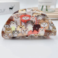 Women Cartoon Animal Hair Claw Acrylic Cat Bear Pattern Nonslip Ponytail Holder