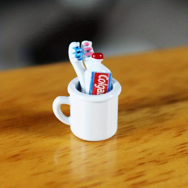 Mini Toothpaste & Toothbrush Set for 1:6 & 1:12 Dollhouse Furniture