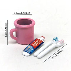 Mini Toothpaste & Toothbrush Set for 1:6 & 1:12 Dollhouse Furniture