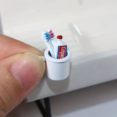 Mini Toothpaste & Toothbrush Set for 1:6 & 1:12 Dollhouse Furniture