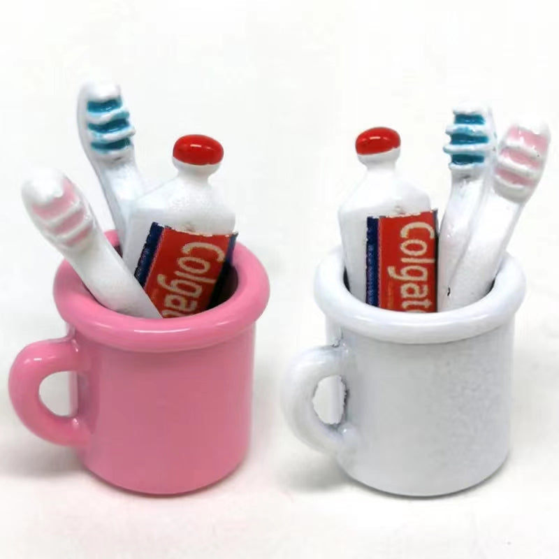 Mini Toothpaste & Toothbrush Set for 1:6 & 1:12 Dollhouse Furniture