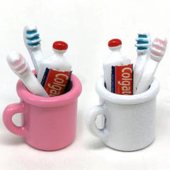 Mini Toothpaste & Toothbrush Set for 1:6 & 1:12 Dollhouse Furniture
