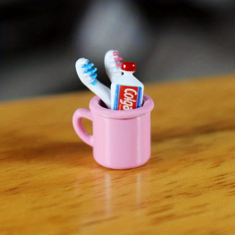 Mini Toothpaste & Toothbrush Set for 1:6 & 1:12 Dollhouse Furniture