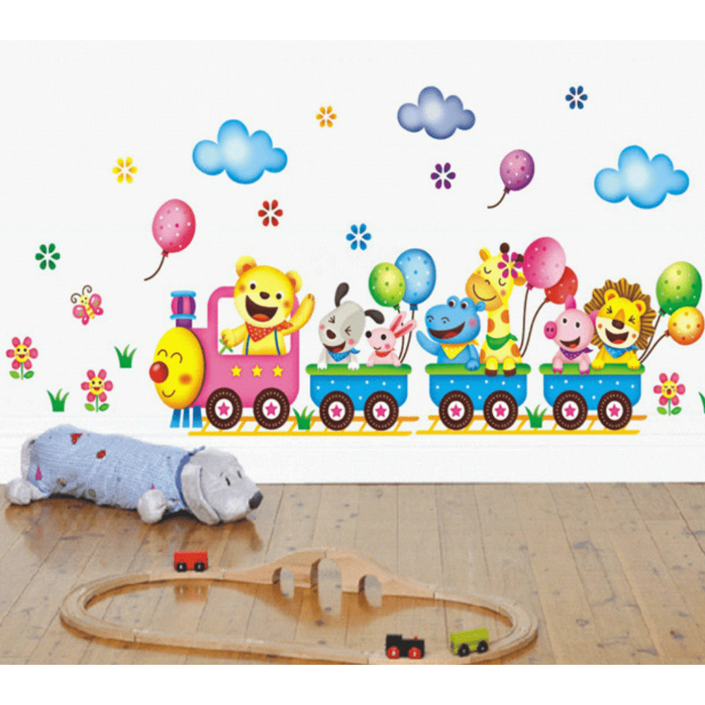 Cartoon Small Train Adhesive Wall Sticker for Kids Room Decor