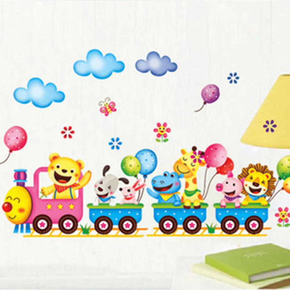 Cartoon Small Train Adhesive Wall Sticker for Kids Room Decor