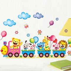 Cartoon Small Train Adhesive Wall Sticker for Kids Room Decor