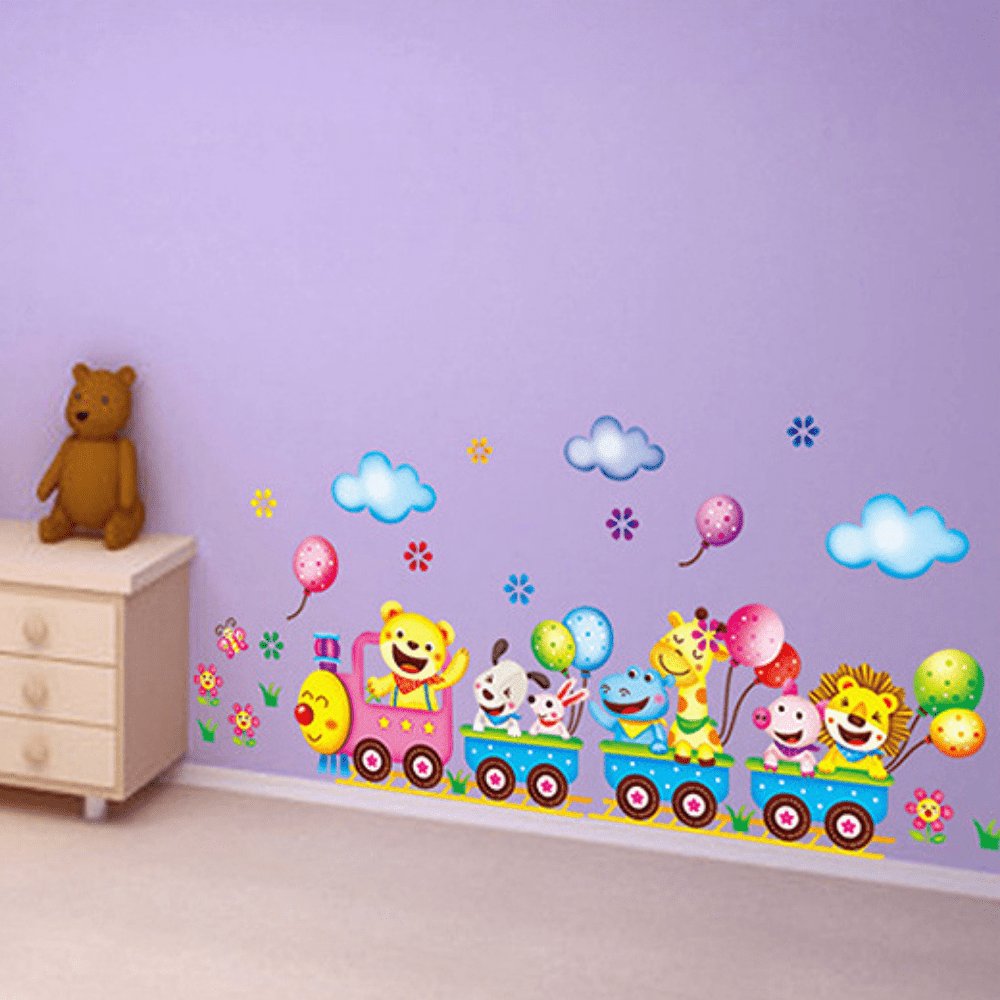 Cartoon Small Train Adhesive Wall Sticker for Kids Room Decor