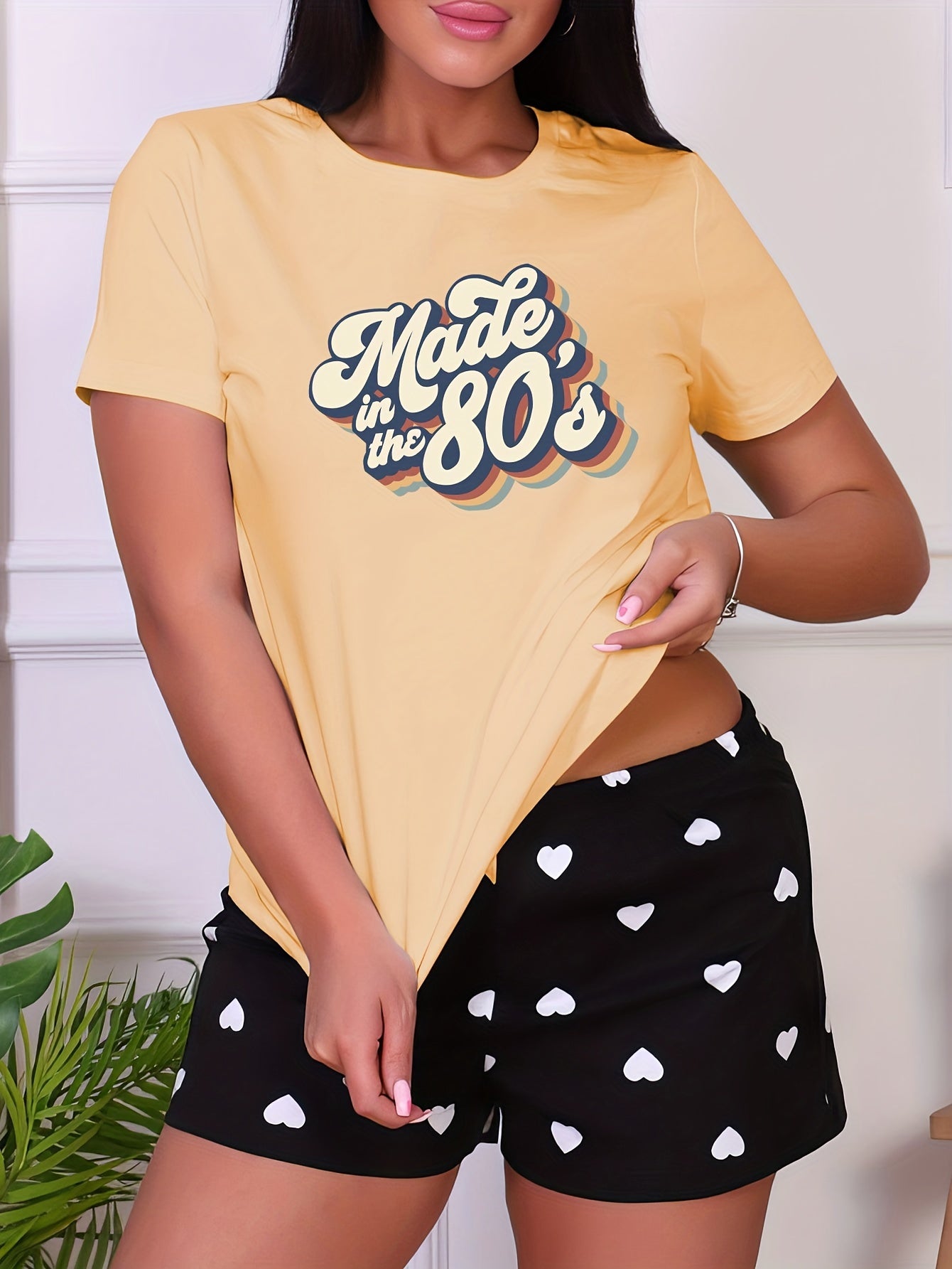 Casual Short Sleeve Crew Neck Top Women's Sleepwear