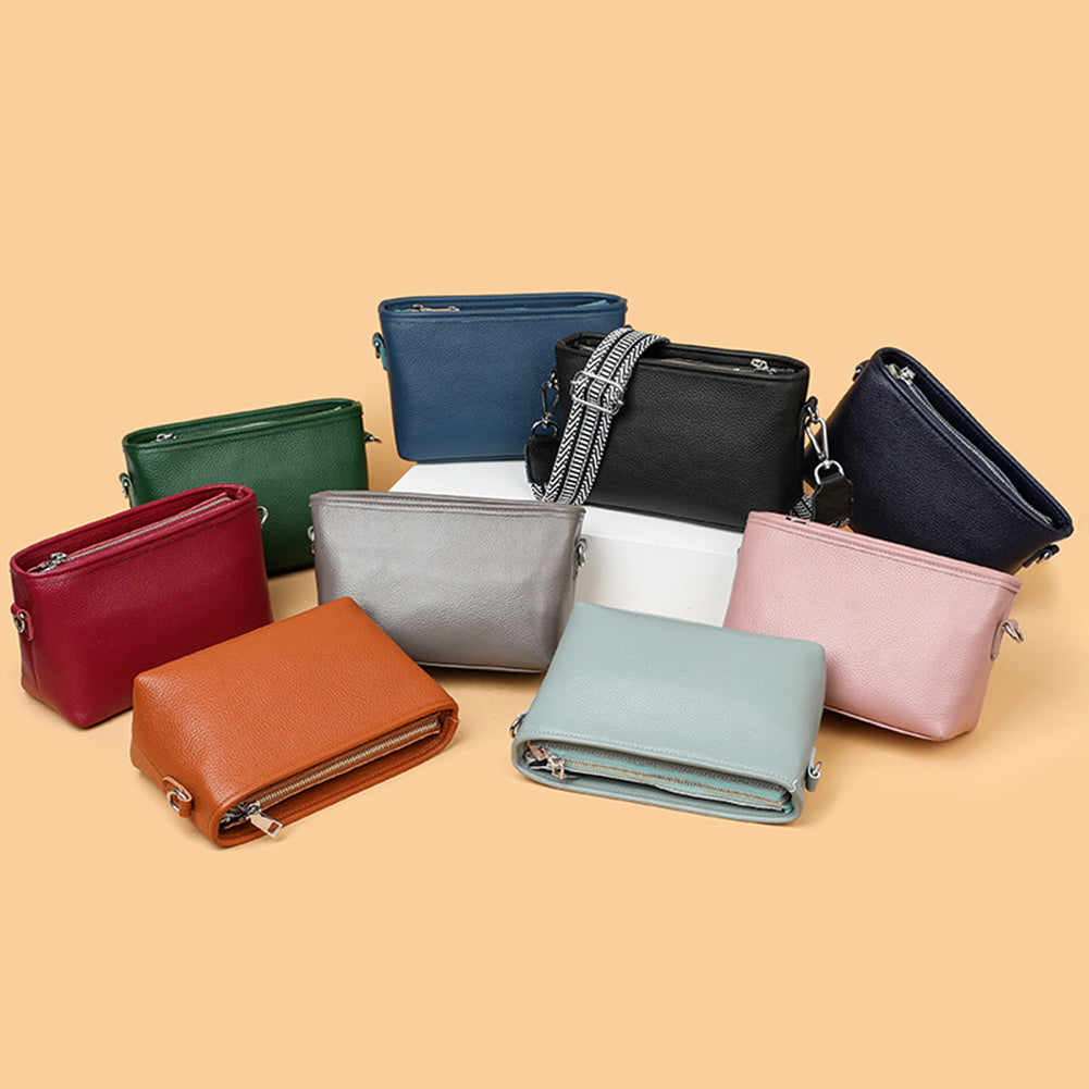 Wide Strap Crossbody Bag Vegan Leather Every Purse With Zipper