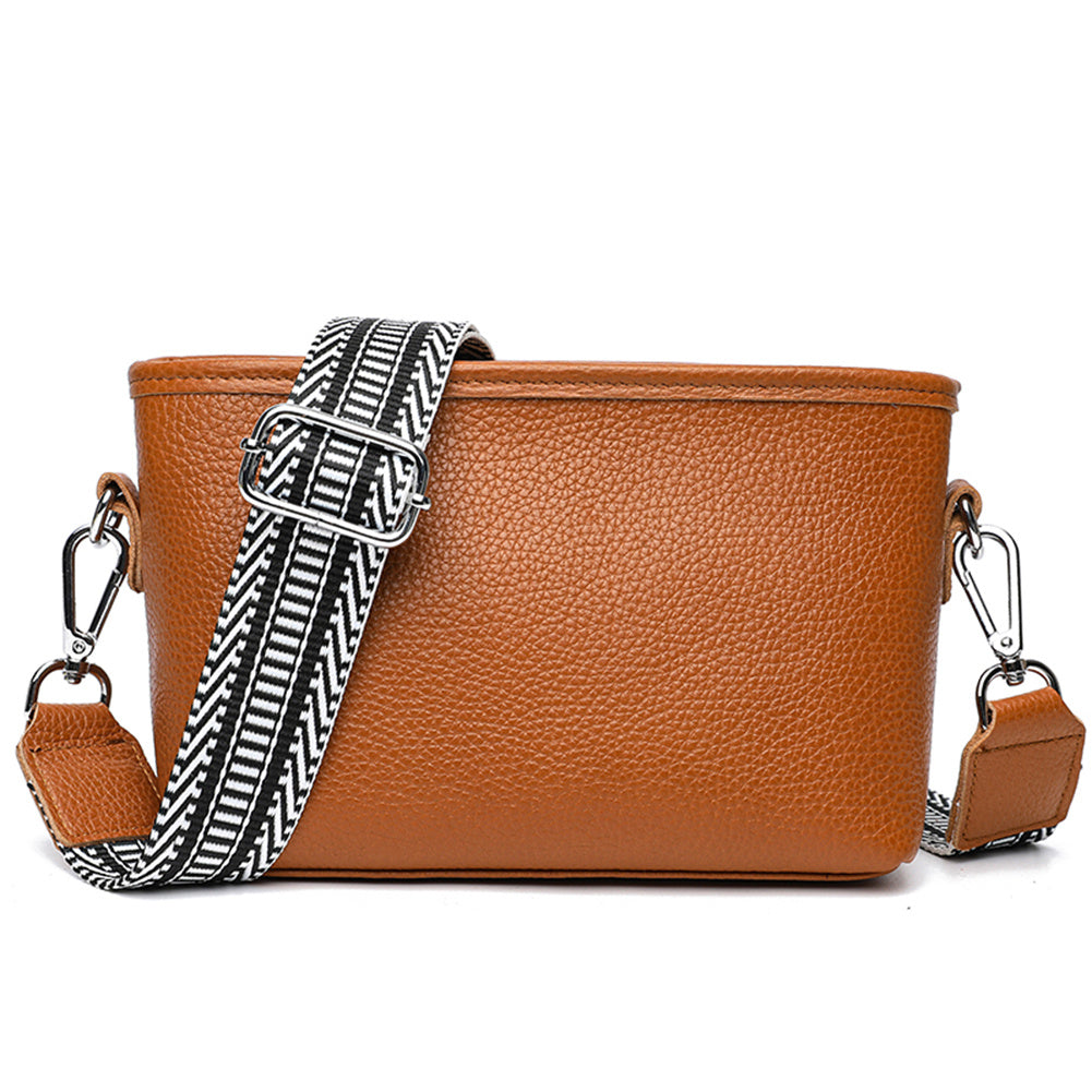 Wide Strap Crossbody Bag Vegan Leather Every Purse With Zipper