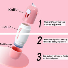 2in1 Thermal Paper Correction Fluid & Font Elimination Tool