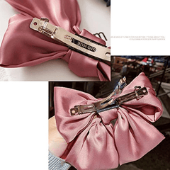 Satin Solid Bow Hair Clip Soft Bowknot Barrette Side Bang Girls Hair Clip