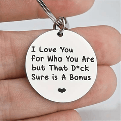 Stainless Steel Keychain Round Pendant Couple's Gift Bag Ornament Key Ring