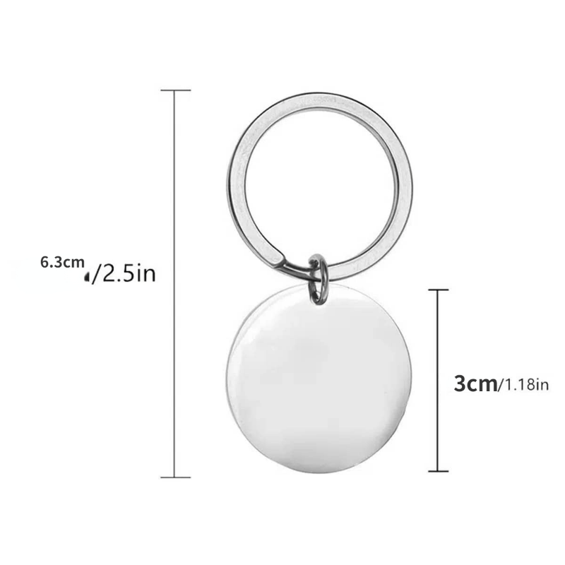Stainless Steel Keychain Round Pendant Couple's Gift Bag Ornament Key Ring