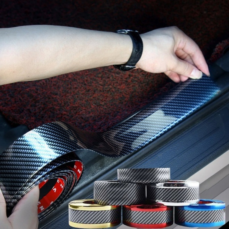 1pc Car Sticker Carbon Fiber DIY Door Sill Protector Edge Guard Strip