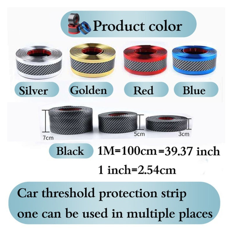 1pc Car Sticker Carbon Fiber DIY Door Sill Protector Edge Guard Strip