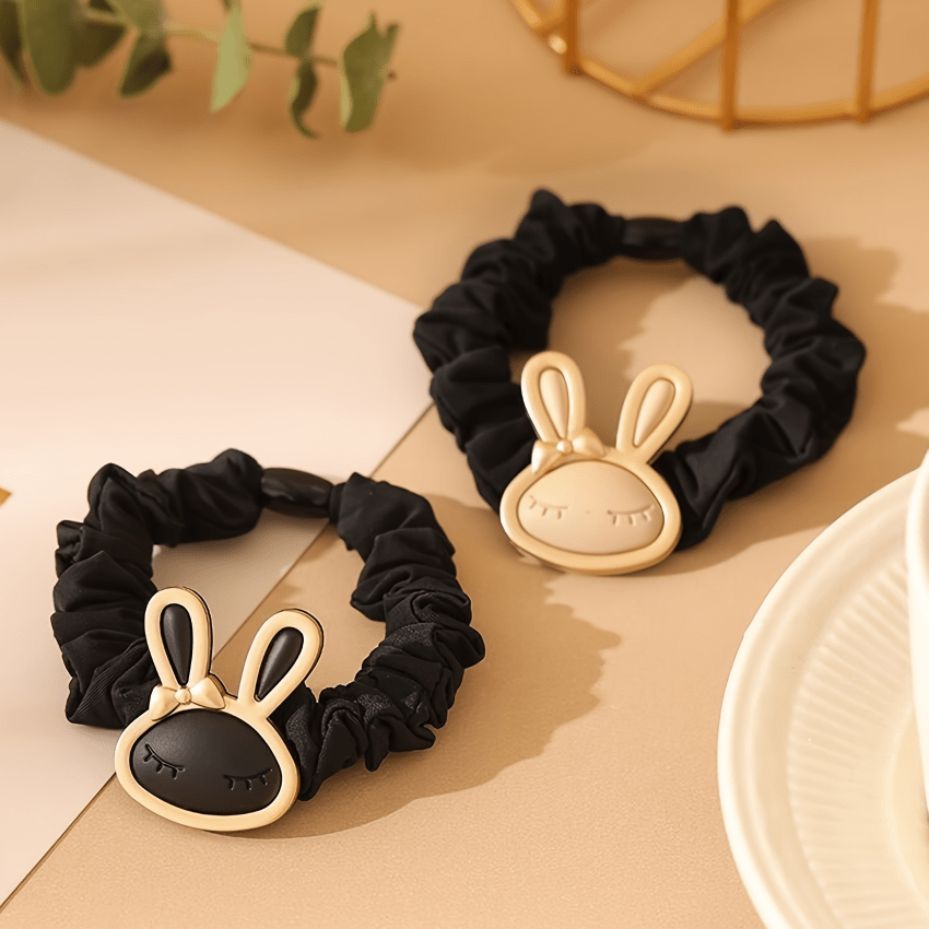 3pcs Bunny Elastic Hair Ties Cartoon Scrunchie Ponytail Holder For Girls