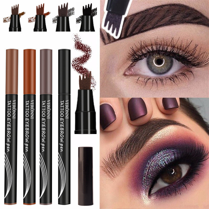 4 Tip Microblade Brow Pen Waterproof Precision Eyebrow Makeup Long Lasting
