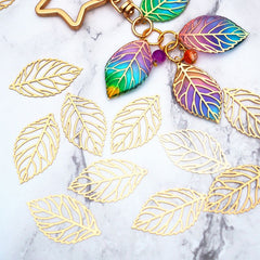 100pcs Leaf Metal Flower Frame Pendant Charm DIY UV Resin Necklace