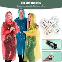 4pcs Waterproof Disposable Rain Poncho for Outdoor Activities