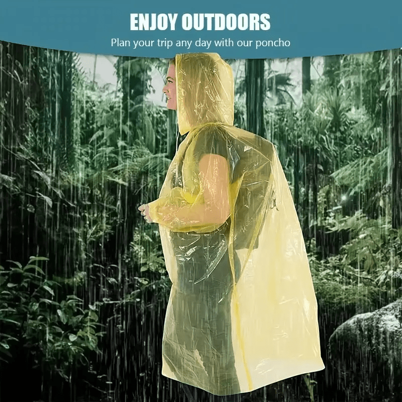 4pcs Waterproof Disposable Rain Poncho for Outdoor Activities
