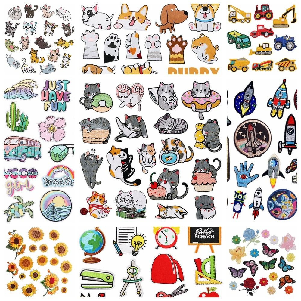 Astronaut Cat Embroidery Patches Dinosaur Ironing Sewing Patches
