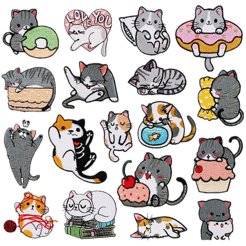 Astronaut Cat Embroidery Patches Dinosaur Ironing Sewing Patches
