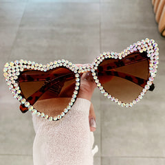 Heart Shaped Rhinestone Sunglasses for Women