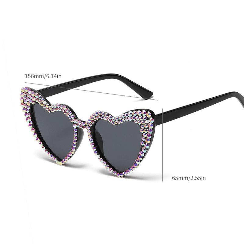 Heart Shaped Rhinestone Sunglasses for Women