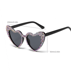 Heart Shaped Rhinestone Sunglasses for Women