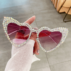 Heart Shaped Rhinestone Sunglasses for Women