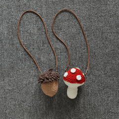 Girls Knit Mushroom Crossbody Bag - Pine Nuts Decoration