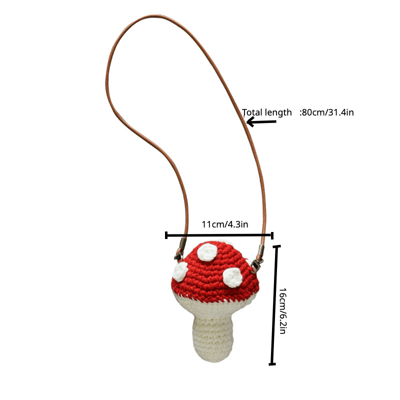 Girls Knit Mushroom Crossbody Bag - Pine Nuts Decoration