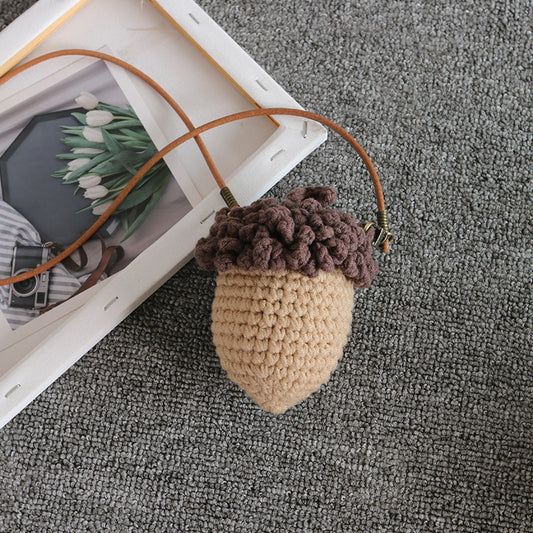 Girls Knit Mushroom Crossbody Bag - Pine Nuts Decoration