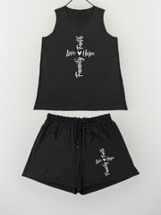 Casual Loungewear Set Women's Plus Tank Top & Shorts Pajama Set