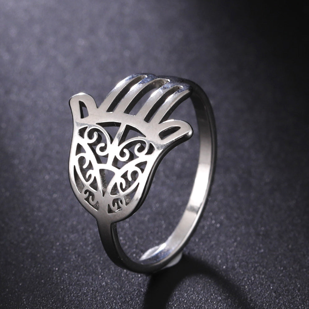 Tree Of Life Hamza Evil Eye Stainless Steel Ring