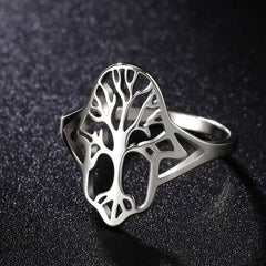 Tree Of Life Hamza Evil Eye Stainless Steel Ring