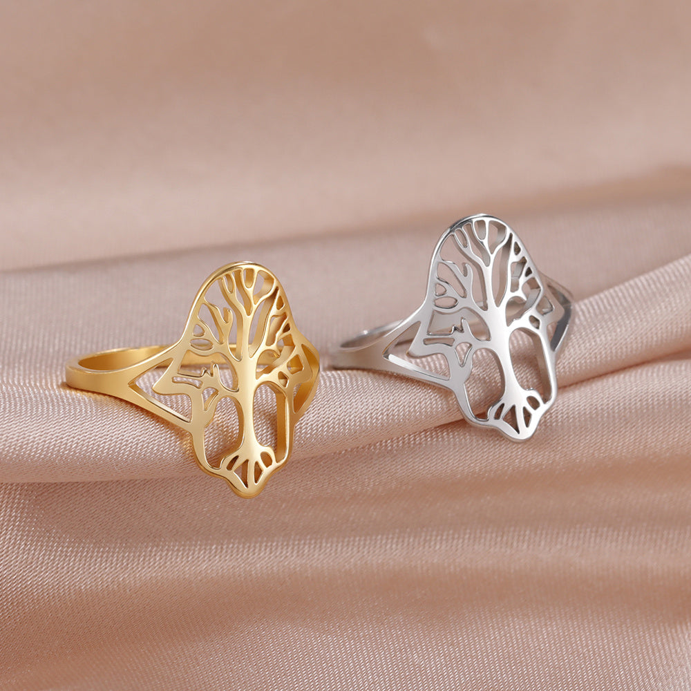 Tree Of Life Hamza Evil Eye Stainless Steel Ring
