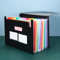 Expanding File Folders Organizer Bag Portable Monthly Bill Receipt Colorful Tabs
