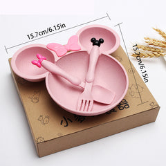 3pcs Kids Wheat Straw Dinner Plate Set Non-toxic Dishwasher Safe BPA Free