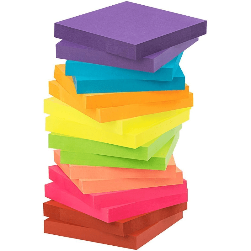 5 Pack Sticky Notes 500 Sheets Bright Colored 38mm Square Shape Office Study