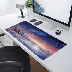 Large Gaming Mouse Pad Snow Scene Pattern Non-slip Rubber Keyboard Mat