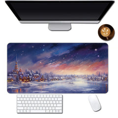Large Gaming Mouse Pad Snow Scene Pattern Non-slip Rubber Keyboard Mat