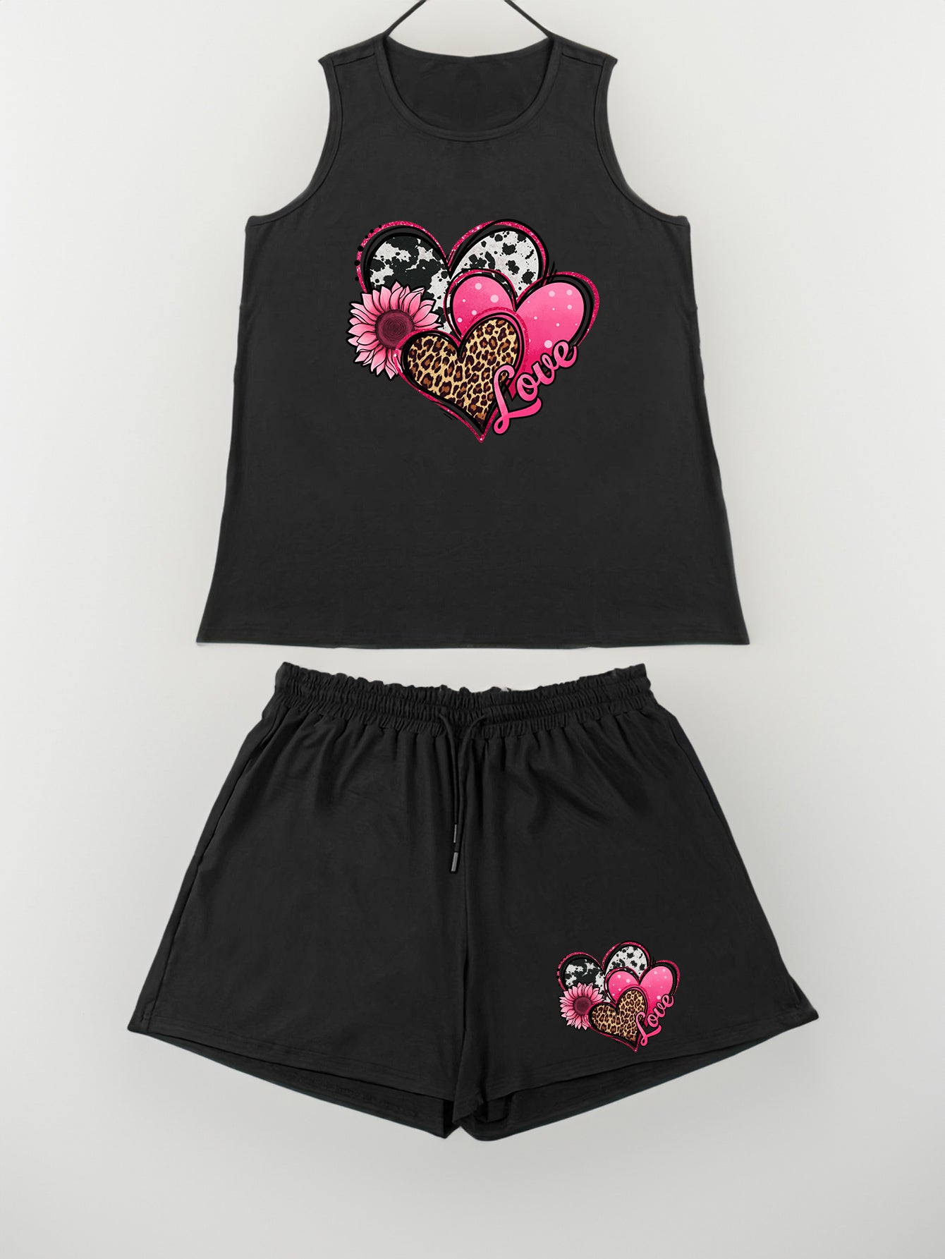  Leopard Print Tank Top & Shorts Pajama Set