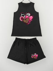  Leopard Print Tank Top & Shorts Pajama Set