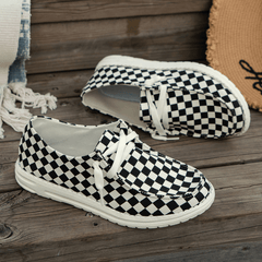 Women's Plaid Pattern Skate Shoes Breathable Outdoor Sports Shoes